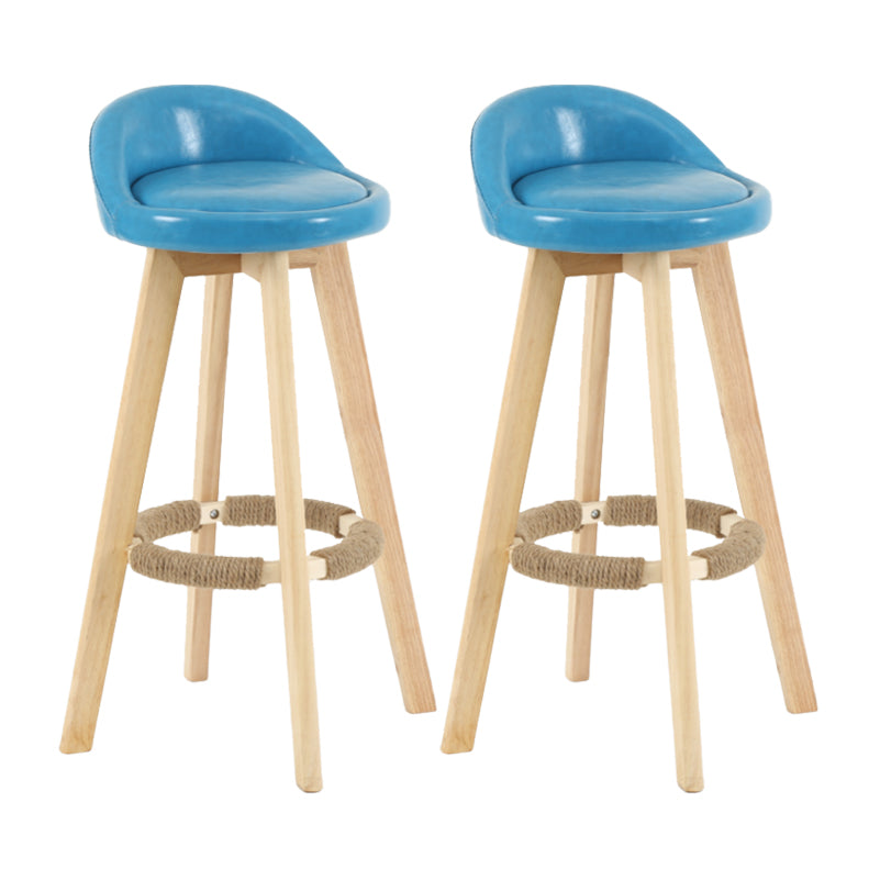Modern Backrest Rotatable Counter Stool Wood Household Bar Wood with Cushion Lake Blue Natural 2 Piece Set Clearhalo 'Bar Furniture' 'Bar Stools' 'bar_stools' 'furn' 'furn_bar_stools' 'furniture_bar_stools' 'Kitchen & Dining Furniture' 'kitchen&dining_furn' 'kitchen' 'kitchen_furn' Furniture' 4198178