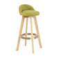 Modern Backrest Rotatable Counter Stool Wood Household Bar Wood with Cushion Green Natural 1 Piece Clearhalo 'Bar Furniture' 'Bar Stools' 'bar_stools' 'furn' 'furn_bar_stools' 'furniture_bar_stools' 'Kitchen & Dining Furniture' 'kitchen&dining_furn' 'kitchen' 'kitchen_furn' Furniture' 4198180