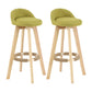 Modern Backrest Rotatable Counter Stool Wood Household Bar Wood with Cushion Green Natural 2 Piece Set Clearhalo 'Bar Furniture' 'Bar Stools' 'bar_stools' 'furn' 'furn_bar_stools' 'furniture_bar_stools' 'Kitchen & Dining Furniture' 'kitchen&dining_furn' 'kitchen' 'kitchen_furn' Furniture' 4198181