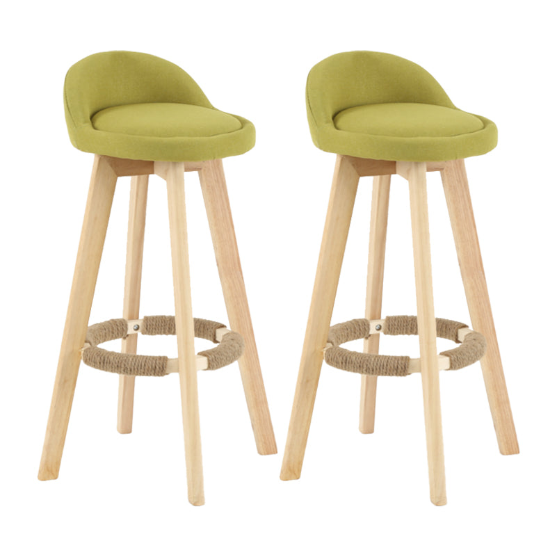 Modern Backrest Rotatable Counter Stool Wood Household Bar Wood with Cushion Green Natural 2 Piece Set Clearhalo 'Bar Furniture' 'Bar Stools' 'bar_stools' 'furn' 'furn_bar_stools' 'furniture_bar_stools' 'Kitchen & Dining Furniture' 'kitchen&dining_furn' 'kitchen' 'kitchen_furn' Furniture' 4198181