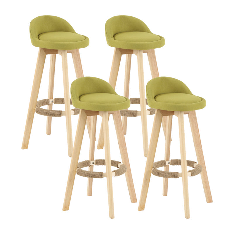 Modern Backrest Rotatable Counter Stool Wood Household Bar Wood with Cushion Green Natural 4 Piece Set Clearhalo 'Bar Furniture' 'Bar Stools' 'bar_stools' 'furn' 'furn_bar_stools' 'furniture_bar_stools' 'Kitchen & Dining Furniture' 'kitchen&dining_furn' 'kitchen' 'kitchen_furn' Furniture' 4198182