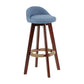 Modern Backrest Rotatable Counter Stool Wood Household Bar Wood with Cushion Sky Blue Brown 1 Piece Clearhalo 'Bar Furniture' 'Bar Stools' 'bar_stools' 'furn' 'furn_bar_stools' 'furniture_bar_stools' 'Kitchen & Dining Furniture' 'kitchen&dining_furn' 'kitchen' 'kitchen_furn' Furniture' 4198183