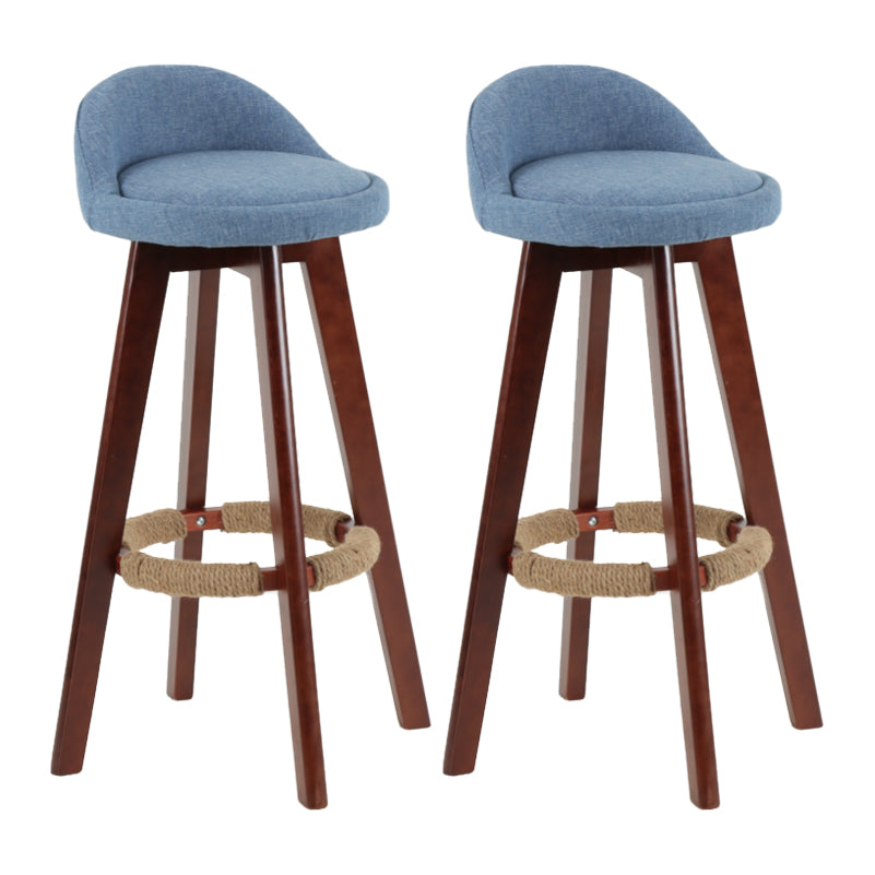 Modern Backrest Rotatable Counter Stool Wood Household Bar Wood with Cushion Sky Blue Brown 2 Piece Set Clearhalo 'Bar Furniture' 'Bar Stools' 'bar_stools' 'furn' 'furn_bar_stools' 'furniture_bar_stools' 'Kitchen & Dining Furniture' 'kitchen&dining_furn' 'kitchen' 'kitchen_furn' Furniture' 4198184