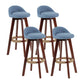 Modern Backrest Rotatable Counter Stool Wood Household Bar Wood with Cushion Sky Blue Brown 4 Piece Set Clearhalo 'Bar Furniture' 'Bar Stools' 'bar_stools' 'furn' 'furn_bar_stools' 'furniture_bar_stools' 'Kitchen & Dining Furniture' 'kitchen&dining_furn' 'kitchen' 'kitchen_furn' Furniture' 4198185