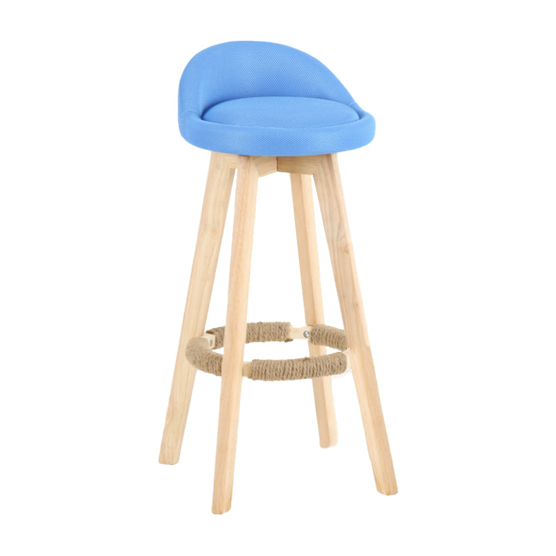 Modern Backrest Rotatable Counter Stool Wood Household Bar Wood with Cushion Light Blue Natural 1 Piece Clearhalo 'Bar Furniture' 'Bar Stools' 'bar_stools' 'furn' 'furn_bar_stools' 'furniture_bar_stools' 'Kitchen & Dining Furniture' 'kitchen&dining_furn' 'kitchen' 'kitchen_furn' Furniture' 4198186