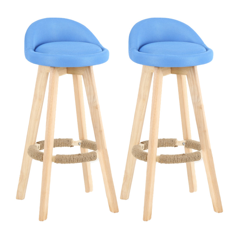 Modern Backrest Rotatable Counter Stool Wood Household Bar Wood with Cushion Light Blue Natural 2 Piece Set Clearhalo 'Bar Furniture' 'Bar Stools' 'bar_stools' 'furn' 'furn_bar_stools' 'furniture_bar_stools' 'Kitchen & Dining Furniture' 'kitchen&dining_furn' 'kitchen' 'kitchen_furn' Furniture' 4198187