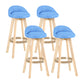 Modern Backrest Rotatable Counter Stool Wood Household Bar Wood with Cushion Light Blue Natural 4 Piece Set Clearhalo 'Bar Furniture' 'Bar Stools' 'bar_stools' 'furn' 'furn_bar_stools' 'furniture_bar_stools' 'Kitchen & Dining Furniture' 'kitchen&dining_furn' 'kitchen' 'kitchen_furn' Furniture' 4198188