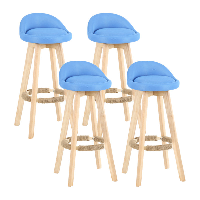 Modern Backrest Rotatable Counter Stool Wood Household Bar Wood with Cushion Light Blue Natural 4 Piece Set Clearhalo 'Bar Furniture' 'Bar Stools' 'bar_stools' 'furn' 'furn_bar_stools' 'furniture_bar_stools' 'Kitchen & Dining Furniture' 'kitchen&dining_furn' 'kitchen' 'kitchen_furn' Furniture' 4198188