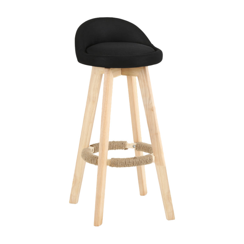 Modern Backrest Rotatable Counter Stool Wood Household Bar Wood with Cushion Black Natural 1 Piece Clearhalo 'Bar Furniture' 'Bar Stools' 'bar_stools' 'furn' 'furn_bar_stools' 'furniture_bar_stools' 'Kitchen & Dining Furniture' 'kitchen&dining_furn' 'kitchen' 'kitchen_furn' Furniture' 4198189