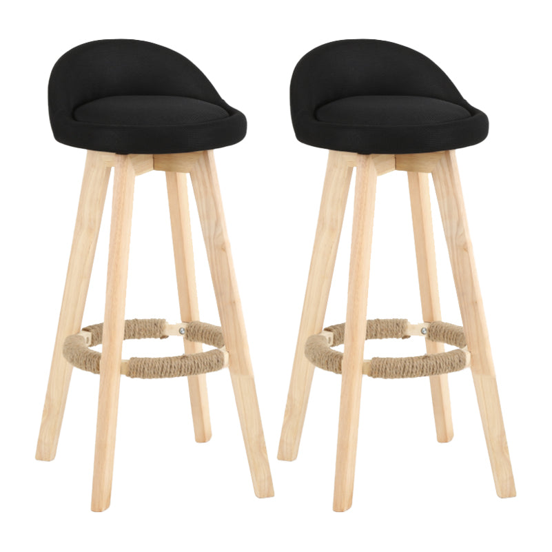 Modern Backrest Rotatable Counter Stool Wood Household Bar Wood with Cushion Black Natural 2 Piece Set Clearhalo 'Bar Furniture' 'Bar Stools' 'bar_stools' 'furn' 'furn_bar_stools' 'furniture_bar_stools' 'Kitchen & Dining Furniture' 'kitchen&dining_furn' 'kitchen' 'kitchen_furn' Furniture' 4198190