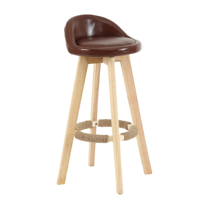 Modern Backrest Rotatable Counter Stool Wood Household Bar Wood with Cushion Dark Brown Natural 1 Piece Clearhalo 'Bar Furniture' 'Bar Stools' 'bar_stools' 'furn' 'furn_bar_stools' 'furniture_bar_stools' 'Kitchen & Dining Furniture' 'kitchen&dining_furn' 'kitchen' 'kitchen_furn' Furniture' 4198192