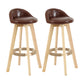 Modern Backrest Rotatable Counter Stool Wood Household Bar Wood with Cushion Dark Brown Natural 2 Piece Set Clearhalo 'Bar Furniture' 'Bar Stools' 'bar_stools' 'furn' 'furn_bar_stools' 'furniture_bar_stools' 'Kitchen & Dining Furniture' 'kitchen&dining_furn' 'kitchen' 'kitchen_furn' Furniture' 4198193