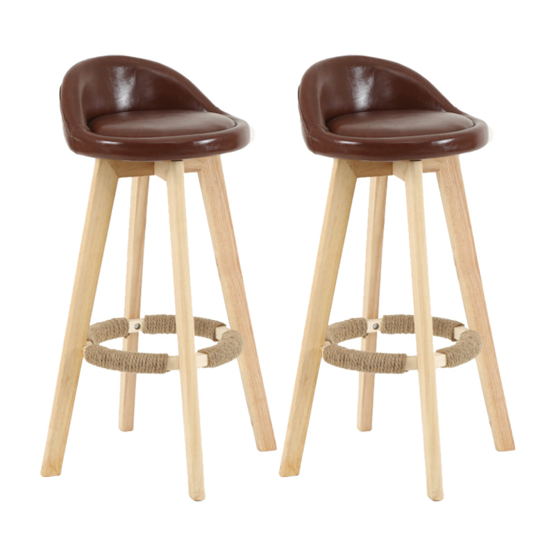 Modern Backrest Rotatable Counter Stool Wood Household Bar Wood with Cushion Dark Brown Natural 2 Piece Set Clearhalo 'Bar Furniture' 'Bar Stools' 'bar_stools' 'furn' 'furn_bar_stools' 'furniture_bar_stools' 'Kitchen & Dining Furniture' 'kitchen&dining_furn' 'kitchen' 'kitchen_furn' Furniture' 4198193
