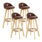 Modern Backrest Rotatable Counter Stool Wood Household Bar Wood with Cushion Dark Brown Natural 4 Piece Set Clearhalo 'Bar Furniture' 'Bar Stools' 'bar_stools' 'furn' 'furn_bar_stools' 'furniture_bar_stools' 'Kitchen & Dining Furniture' 'kitchen&dining_furn' 'kitchen' 'kitchen_furn' Furniture' 4198194
