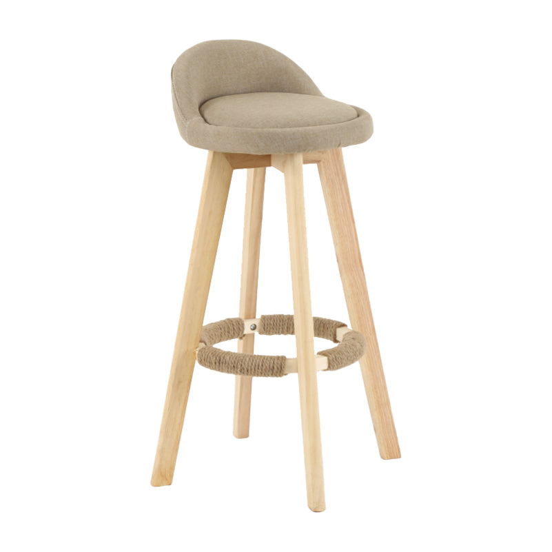 Modern Backrest Rotatable Counter Stool Wood Household Bar Wood with Cushion Khaki Natural 1 Piece Clearhalo 'Bar Furniture' 'Bar Stools' 'bar_stools' 'furn' 'furn_bar_stools' 'furniture_bar_stools' 'Kitchen & Dining Furniture' 'kitchen&dining_furn' 'kitchen' 'kitchen_furn' Furniture' 4198195