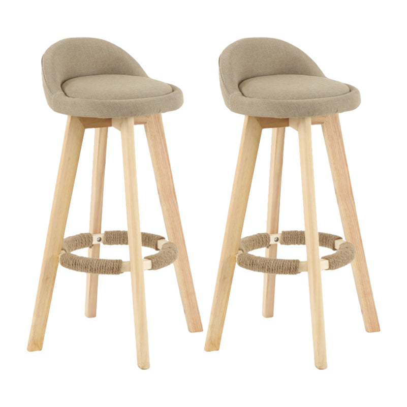 Modern Backrest Rotatable Counter Stool Wood Household Bar Wood with Cushion Khaki Natural 2 Piece Set Clearhalo 'Bar Furniture' 'Bar Stools' 'bar_stools' 'furn' 'furn_bar_stools' 'furniture_bar_stools' 'Kitchen & Dining Furniture' 'kitchen&dining_furn' 'kitchen' 'kitchen_furn' Furniture' 4198196
