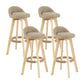Modern Backrest Rotatable Counter Stool Wood Household Bar Wood with Cushion Khaki Natural 4 Piece Set Clearhalo 'Bar Furniture' 'Bar Stools' 'bar_stools' 'furn' 'furn_bar_stools' 'furniture_bar_stools' 'Kitchen & Dining Furniture' 'kitchen&dining_furn' 'kitchen' 'kitchen_furn' Furniture' 4198197