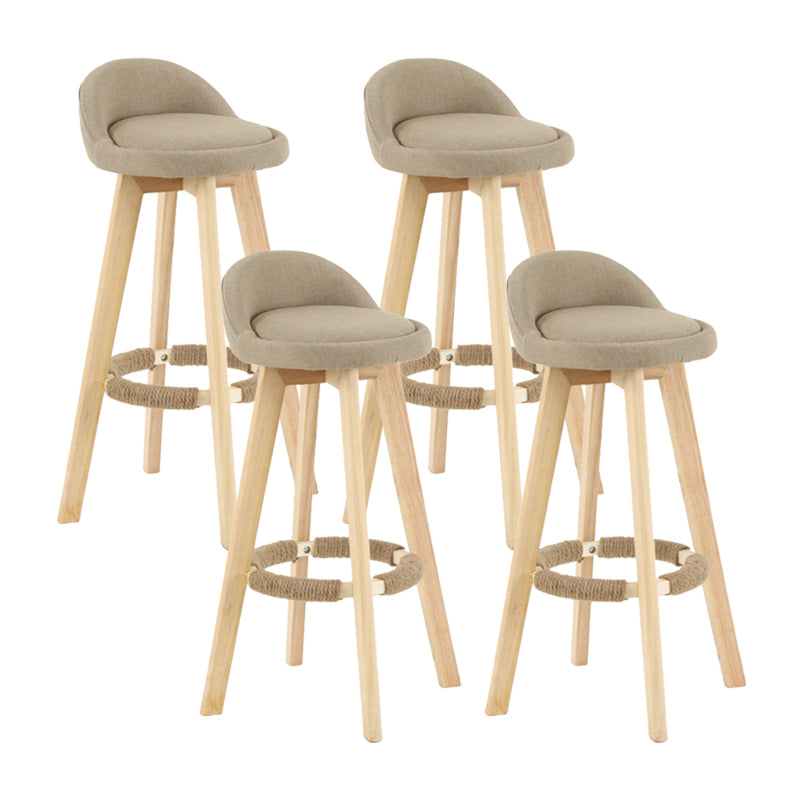Modern Backrest Rotatable Counter Stool Wood Household Bar Wood with Cushion Khaki Natural 4 Piece Set Clearhalo 'Bar Furniture' 'Bar Stools' 'bar_stools' 'furn' 'furn_bar_stools' 'furniture_bar_stools' 'Kitchen & Dining Furniture' 'kitchen&dining_furn' 'kitchen' 'kitchen_furn' Furniture' 4198197