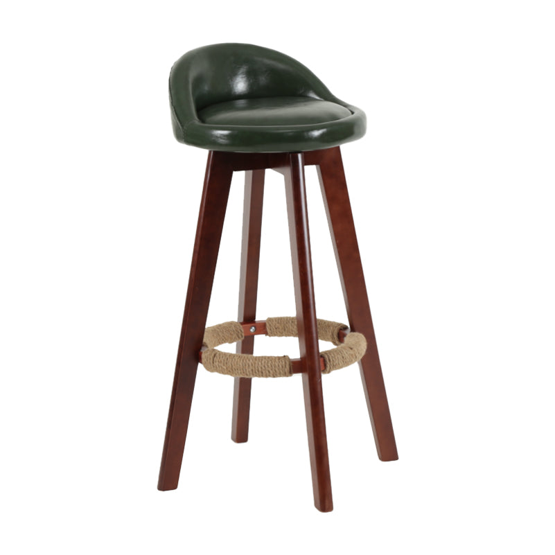 Modern Backrest Rotatable Counter Stool Wood Household Bar Wood with Cushion Blackish Green Brown 1 Piece Clearhalo 'Bar Furniture' 'Bar Stools' 'bar_stools' 'furn' 'furn_bar_stools' 'furniture_bar_stools' 'Kitchen & Dining Furniture' 'kitchen&dining_furn' 'kitchen' 'kitchen_furn' Furniture' 4198198