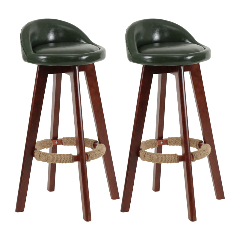Modern Backrest Rotatable Counter Stool Wood Household Bar Wood with Cushion Blackish Green Brown 2 Piece Set Clearhalo 'Bar Furniture' 'Bar Stools' 'bar_stools' 'furn' 'furn_bar_stools' 'furniture_bar_stools' 'Kitchen & Dining Furniture' 'kitchen&dining_furn' 'kitchen' 'kitchen_furn' Furniture' 4198199