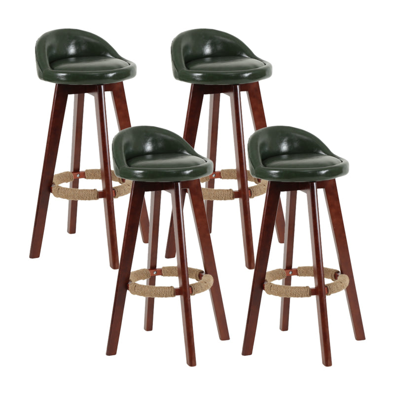 Modern Backrest Rotatable Counter Stool Wood Household Bar Wood with Cushion Blackish Green Brown 4 Piece Set Clearhalo 'Bar Furniture' 'Bar Stools' 'bar_stools' 'furn' 'furn_bar_stools' 'furniture_bar_stools' 'Kitchen & Dining Furniture' 'kitchen&dining_furn' 'kitchen' 'kitchen_furn' Furniture' 4198200