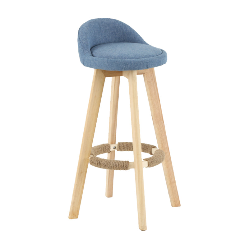 Modern Backrest Rotatable Counter Stool Wood Household Bar Wood with Cushion Sky Blue Natural 1 Piece Clearhalo 'Bar Furniture' 'Bar Stools' 'bar_stools' 'furn' 'furn_bar_stools' 'furniture_bar_stools' 'Kitchen & Dining Furniture' 'kitchen&dining_furn' 'kitchen' 'kitchen_furn' Furniture' 4198201