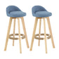 Modern Backrest Rotatable Counter Stool Wood Household Bar Wood with Cushion Sky Blue Natural 2 Piece Set Clearhalo 'Bar Furniture' 'Bar Stools' 'bar_stools' 'furn' 'furn_bar_stools' 'furniture_bar_stools' 'Kitchen & Dining Furniture' 'kitchen&dining_furn' 'kitchen' 'kitchen_furn' Furniture' 4198202