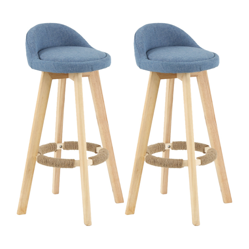 Modern Backrest Rotatable Counter Stool Wood Household Bar Wood with Cushion Sky Blue Natural 2 Piece Set Clearhalo 'Bar Furniture' 'Bar Stools' 'bar_stools' 'furn' 'furn_bar_stools' 'furniture_bar_stools' 'Kitchen & Dining Furniture' 'kitchen&dining_furn' 'kitchen' 'kitchen_furn' Furniture' 4198202