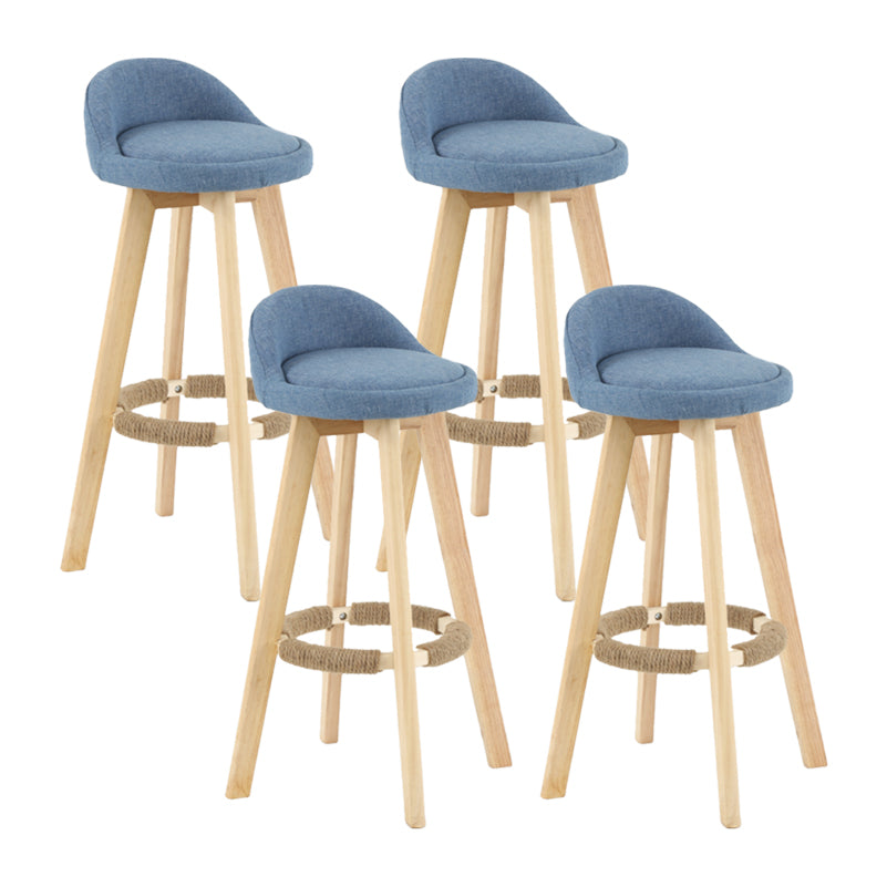 Modern Backrest Rotatable Counter Stool Wood Household Bar Wood with Cushion Sky Blue Natural 4 Piece Set Clearhalo 'Bar Furniture' 'Bar Stools' 'bar_stools' 'furn' 'furn_bar_stools' 'furniture_bar_stools' 'Kitchen & Dining Furniture' 'kitchen&dining_furn' 'kitchen' 'kitchen_furn' Furniture' 4198203