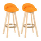 Modern Backrest Rotatable Counter Stool Wood Household Bar Wood with Cushion Orange Natural 2 Piece Set Clearhalo 'Bar Furniture' 'Bar Stools' 'bar_stools' 'furn' 'furn_bar_stools' 'furniture_bar_stools' 'Kitchen & Dining Furniture' 'kitchen&dining_furn' 'kitchen' 'kitchen_furn' Furniture' 4198205