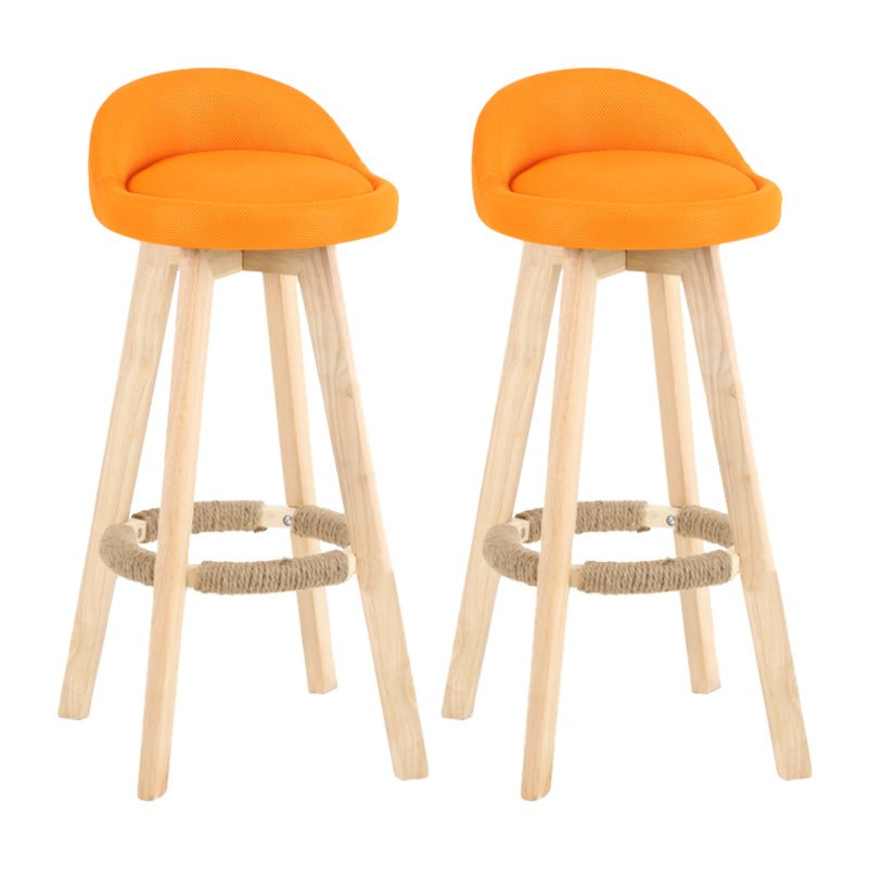 Modern Backrest Rotatable Counter Stool Wood Household Bar Wood with Cushion Orange Natural 2 Piece Set Clearhalo 'Bar Furniture' 'Bar Stools' 'bar_stools' 'furn' 'furn_bar_stools' 'furniture_bar_stools' 'Kitchen & Dining Furniture' 'kitchen&dining_furn' 'kitchen' 'kitchen_furn' Furniture' 4198205