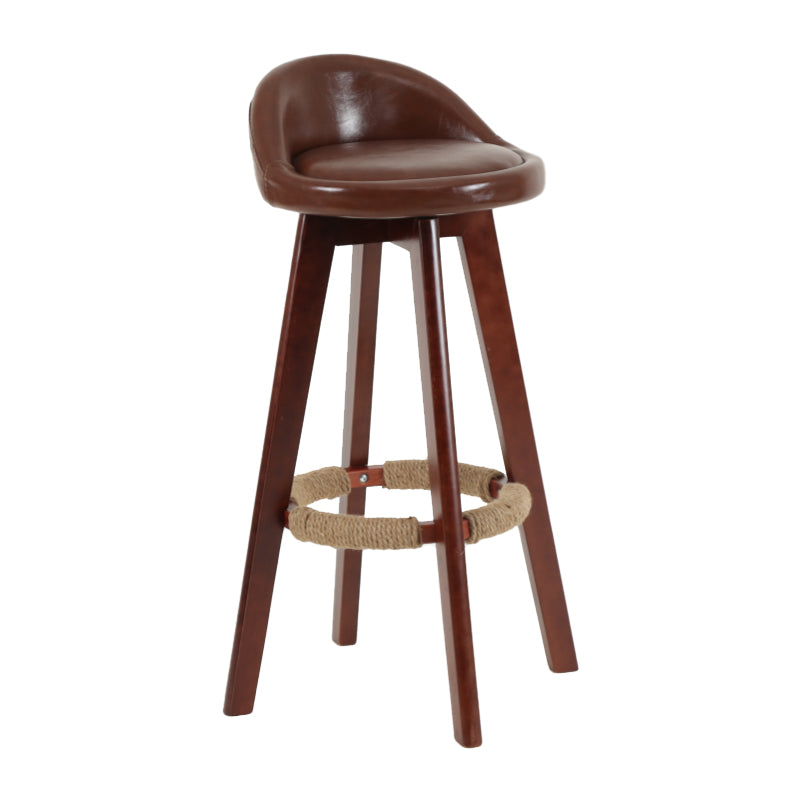 Modern Backrest Rotatable Counter Stool Wood Household Bar Wood with Cushion Dark Brown Brown 1 Piece Clearhalo 'Bar Furniture' 'Bar Stools' 'bar_stools' 'furn' 'furn_bar_stools' 'furniture_bar_stools' 'Kitchen & Dining Furniture' 'kitchen&dining_furn' 'kitchen' 'kitchen_furn' Furniture' 4198207