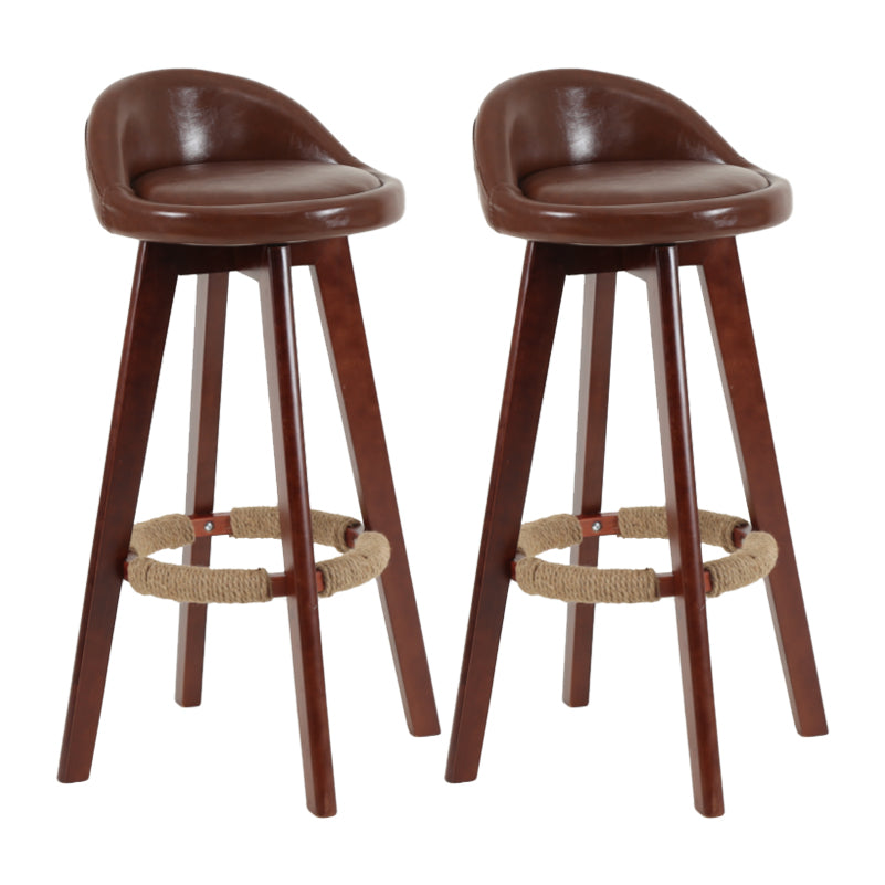 Modern Backrest Rotatable Counter Stool Wood Household Bar Wood with Cushion Dark Brown Brown 2 Piece Set Clearhalo 'Bar Furniture' 'Bar Stools' 'bar_stools' 'furn' 'furn_bar_stools' 'furniture_bar_stools' 'Kitchen & Dining Furniture' 'kitchen&dining_furn' 'kitchen' 'kitchen_furn' Furniture' 4198208