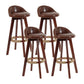 Modern Backrest Rotatable Counter Stool Wood Household Bar Wood with Cushion Dark Brown Brown 4 Piece Set Clearhalo 'Bar Furniture' 'Bar Stools' 'bar_stools' 'furn' 'furn_bar_stools' 'furniture_bar_stools' 'Kitchen & Dining Furniture' 'kitchen&dining_furn' 'kitchen' 'kitchen_furn' Furniture' 4198209