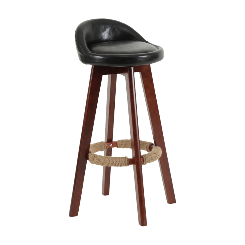 Modern Backrest Rotatable Counter Stool Wood Household Bar Wood with Cushion Black Brown 1 Piece Clearhalo 'Bar Furniture' 'Bar Stools' 'bar_stools' 'furn' 'furn_bar_stools' 'furniture_bar_stools' 'Kitchen & Dining Furniture' 'kitchen&dining_furn' 'kitchen' 'kitchen_furn' Furniture' 4198210