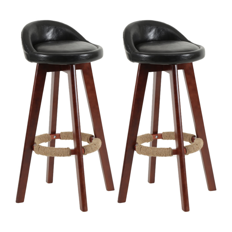 Modern Backrest Rotatable Counter Stool Wood Household Bar Wood with Cushion Black Brown 2 Piece Set Clearhalo 'Bar Furniture' 'Bar Stools' 'bar_stools' 'furn' 'furn_bar_stools' 'furniture_bar_stools' 'Kitchen & Dining Furniture' 'kitchen&dining_furn' 'kitchen' 'kitchen_furn' Furniture' 4198211