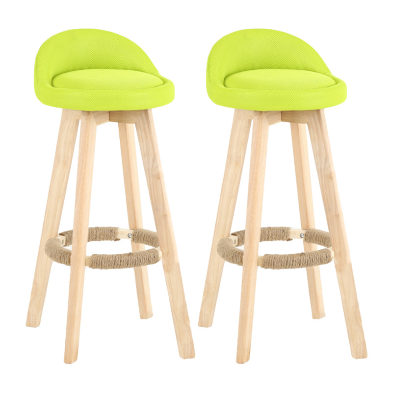 Modern Backrest Rotatable Counter Stool Wood Household Bar Wood with Cushion Light Green Natural 2 Piece Set Clearhalo 'Bar Furniture' 'Bar Stools' 'bar_stools' 'furn' 'furn_bar_stools' 'furniture_bar_stools' 'Kitchen & Dining Furniture' 'kitchen&dining_furn' 'kitchen' 'kitchen_furn' Furniture' 4198214
