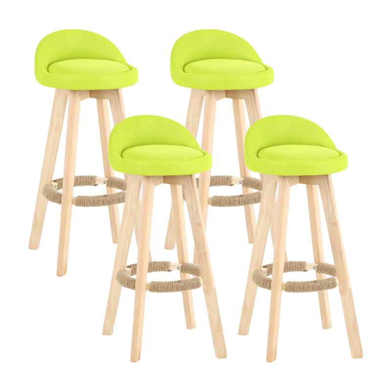 Modern Backrest Rotatable Counter Stool Wood Household Bar Wood with Cushion Light Green Natural 4 Piece Set Clearhalo 'Bar Furniture' 'Bar Stools' 'bar_stools' 'furn' 'furn_bar_stools' 'furniture_bar_stools' 'Kitchen & Dining Furniture' 'kitchen&dining_furn' 'kitchen' 'kitchen_furn' Furniture' 4198215