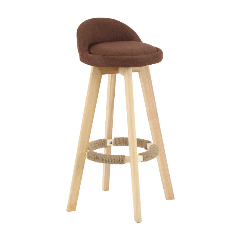 Modern Backrest Rotatable Counter Stool Wood Household Bar Wood with Cushion Coffee Natural 1 Piece Clearhalo 'Bar Furniture' 'Bar Stools' 'bar_stools' 'furn' 'furn_bar_stools' 'furniture_bar_stools' 'Kitchen & Dining Furniture' 'kitchen&dining_furn' 'kitchen' 'kitchen_furn' Furniture' 4198216