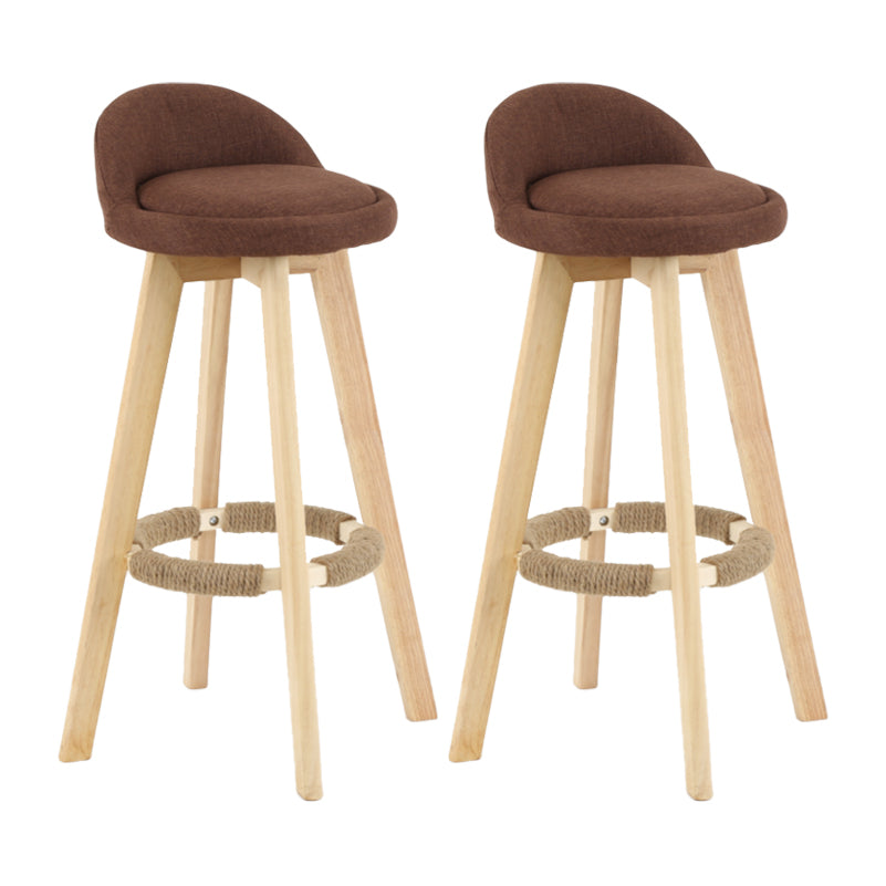 Modern Backrest Rotatable Counter Stool Wood Household Bar Wood with Cushion Coffee Natural 2 Piece Set Clearhalo 'Bar Furniture' 'Bar Stools' 'bar_stools' 'furn' 'furn_bar_stools' 'furniture_bar_stools' 'Kitchen & Dining Furniture' 'kitchen&dining_furn' 'kitchen' 'kitchen_furn' Furniture' 4198217