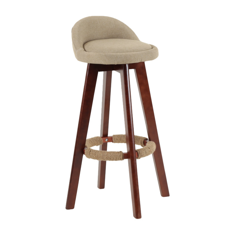 Modern Backrest Rotatable Counter Stool Wood Household Bar Wood with Cushion Khaki Brown 1 Piece Clearhalo 'Bar Furniture' 'Bar Stools' 'bar_stools' 'furn' 'furn_bar_stools' 'furniture_bar_stools' 'Kitchen & Dining Furniture' 'kitchen&dining_furn' 'kitchen' 'kitchen_furn' Furniture' 4198219
