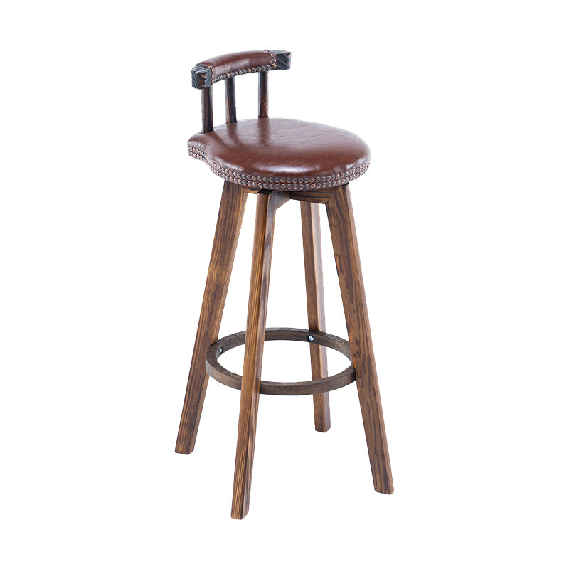 Modern Backrest Armless Counter Stool Wood Household Bar Stool with Cushion and Pedal Brown Brown 1 Piece Clearhalo 'Bar Furniture' 'Bar Stools' 'bar_stools' 'furn' 'furn_bar_stools' 'furniture_bar_stools' 'Kitchen & Dining Furniture' 'kitchen&dining_furn' 'kitchen' 'kitchen_furn' Furniture' 4198252