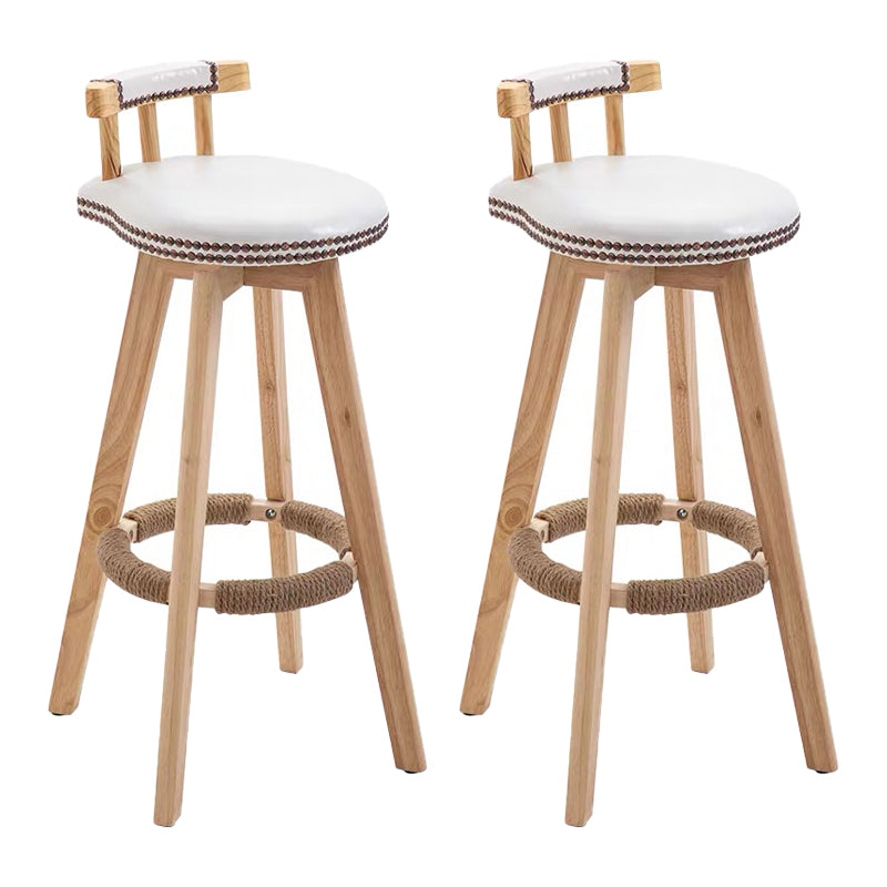 Modern Backrest Armless Counter Stool Wood Household Bar Stool with Cushion and Pedal White Natural 2 Piece Set Clearhalo 'Bar Furniture' 'Bar Stools' 'bar_stools' 'furn' 'furn_bar_stools' 'furniture_bar_stools' 'Kitchen & Dining Furniture' 'kitchen&dining_furn' 'kitchen' 'kitchen_furn' Furniture' 4198260
