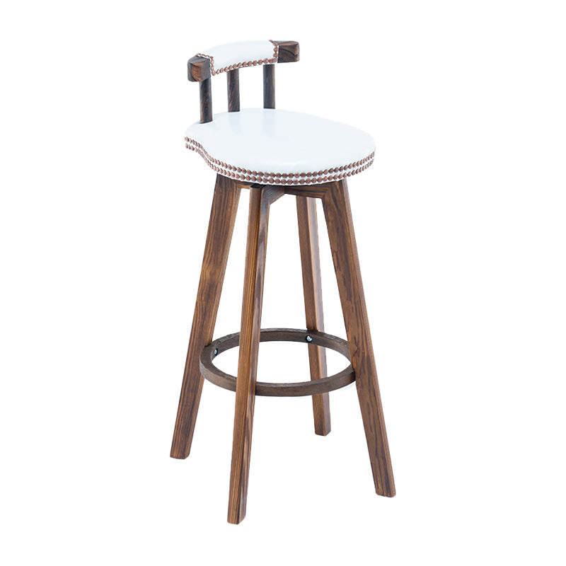 Modern Backrest Armless Counter Stool Wood Household Bar Stool with Cushion and Pedal White Brown 1 Piece Clearhalo 'Bar Furniture' 'Bar Stools' 'bar_stools' 'furn' 'furn_bar_stools' 'furniture_bar_stools' 'Kitchen & Dining Furniture' 'kitchen&dining_furn' 'kitchen' 'kitchen_furn' Furniture' 4198263