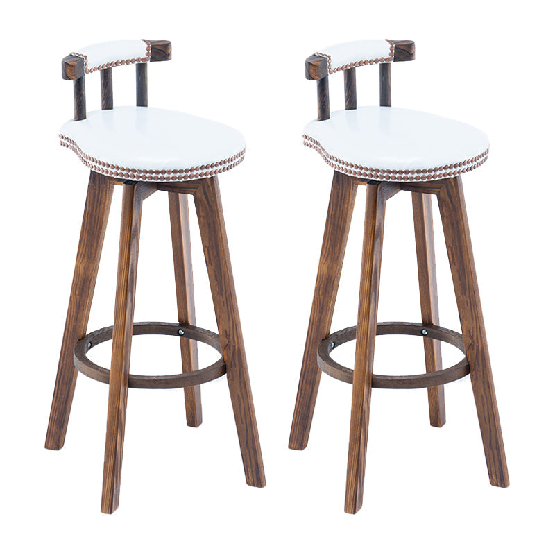 Modern Backrest Armless Counter Stool Wood Household Bar Stool with Cushion and Pedal White Brown 2 Piece Set Clearhalo 'Bar Furniture' 'Bar Stools' 'bar_stools' 'furn' 'furn_bar_stools' 'furniture_bar_stools' 'Kitchen & Dining Furniture' 'kitchen&dining_furn' 'kitchen' 'kitchen_furn' Furniture' 4198266