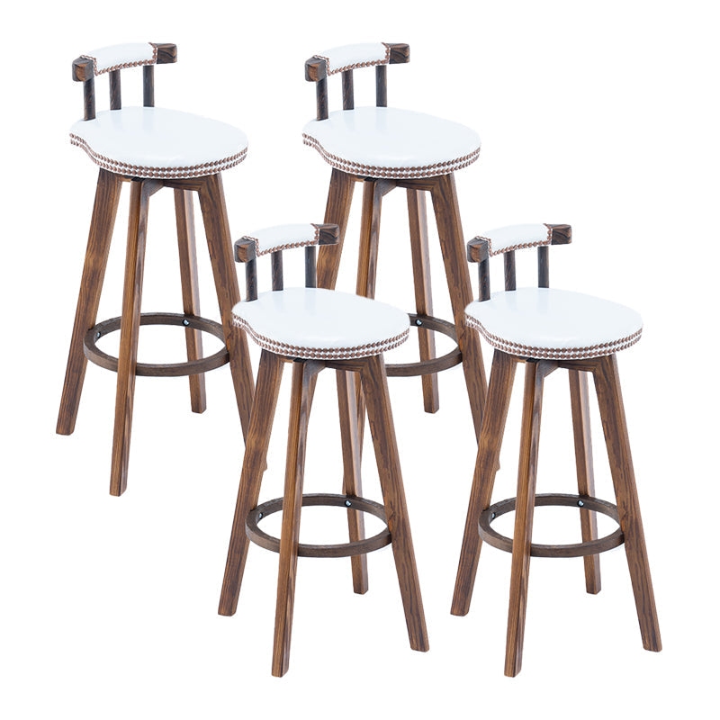 Modern Backrest Armless Counter Stool Wood Household Bar Stool with Cushion and Pedal White Brown 4 Piece Set Clearhalo 'Bar Furniture' 'Bar Stools' 'bar_stools' 'furn' 'furn_bar_stools' 'furniture_bar_stools' 'Kitchen & Dining Furniture' 'kitchen&dining_furn' 'kitchen' 'kitchen_furn' Furniture' 4198267