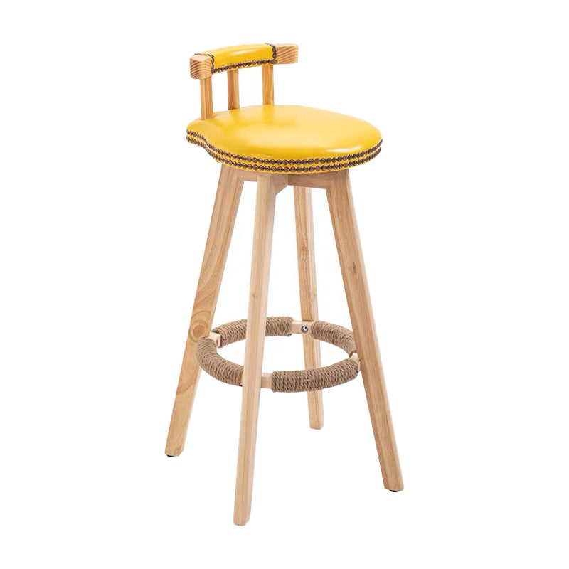 Modern Backrest Armless Counter Stool Wood Household Bar Stool with Cushion and Pedal Brown Natural 1 Piece Clearhalo 'Bar Furniture' 'Bar Stools' 'bar_stools' 'furn' 'furn_bar_stools' 'furniture_bar_stools' 'Kitchen & Dining Furniture' 'kitchen&dining_furn' 'kitchen' 'kitchen_furn' Furniture' 4198269