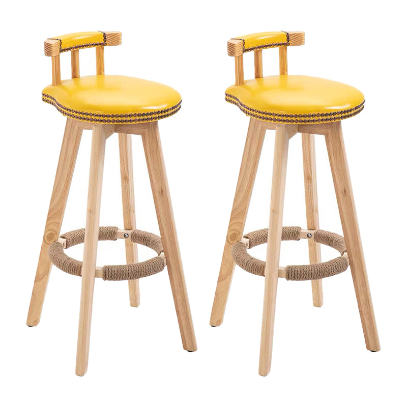 Modern Backrest Armless Counter Stool Wood Household Bar Stool with Cushion and Pedal Brown Natural 2 Piece Set Clearhalo 'Bar Furniture' 'Bar Stools' 'bar_stools' 'furn' 'furn_bar_stools' 'furniture_bar_stools' 'Kitchen & Dining Furniture' 'kitchen&dining_furn' 'kitchen' 'kitchen_furn' Furniture' 4198270