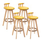 Modern Backrest Armless Counter Stool Wood Household Bar Stool with Cushion and Pedal Brown Natural 4 Piece Set Clearhalo 'Bar Furniture' 'Bar Stools' 'bar_stools' 'furn' 'furn_bar_stools' 'furniture_bar_stools' 'Kitchen & Dining Furniture' 'kitchen&dining_furn' 'kitchen' 'kitchen_furn' Furniture' 4198271
