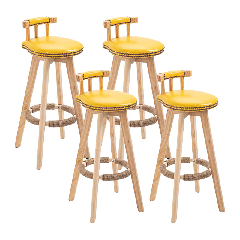 Modern Backrest Armless Counter Stool Wood Household Bar Stool with Cushion and Pedal Brown Natural 4 Piece Set Clearhalo 'Bar Furniture' 'Bar Stools' 'bar_stools' 'furn' 'furn_bar_stools' 'furniture_bar_stools' 'Kitchen & Dining Furniture' 'kitchen&dining_furn' 'kitchen' 'kitchen_furn' Furniture' 4198271